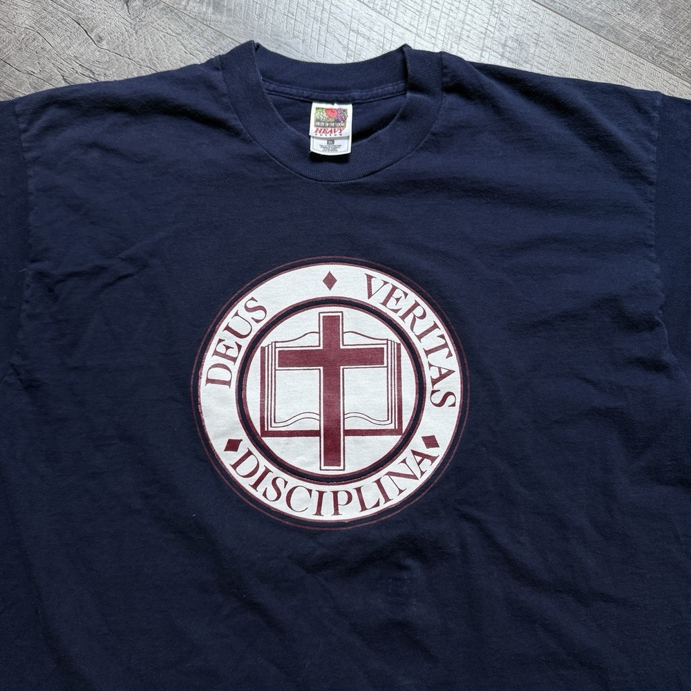 Vintage 90s Religious Jesus T-Shirt Single Stitch Made In USA Blue‎ Size XL